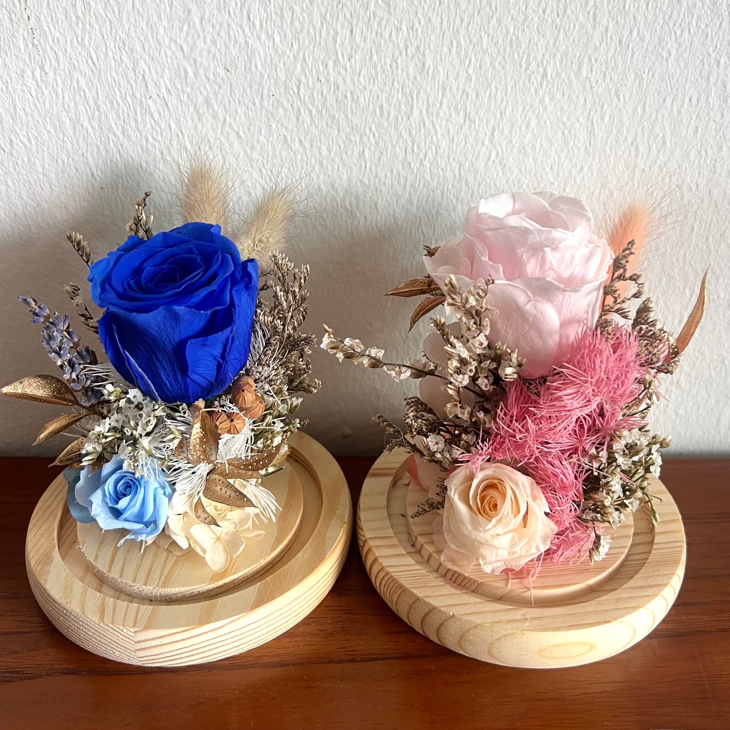 Everlasting Roses in Glass Dome - Blessed Blooms