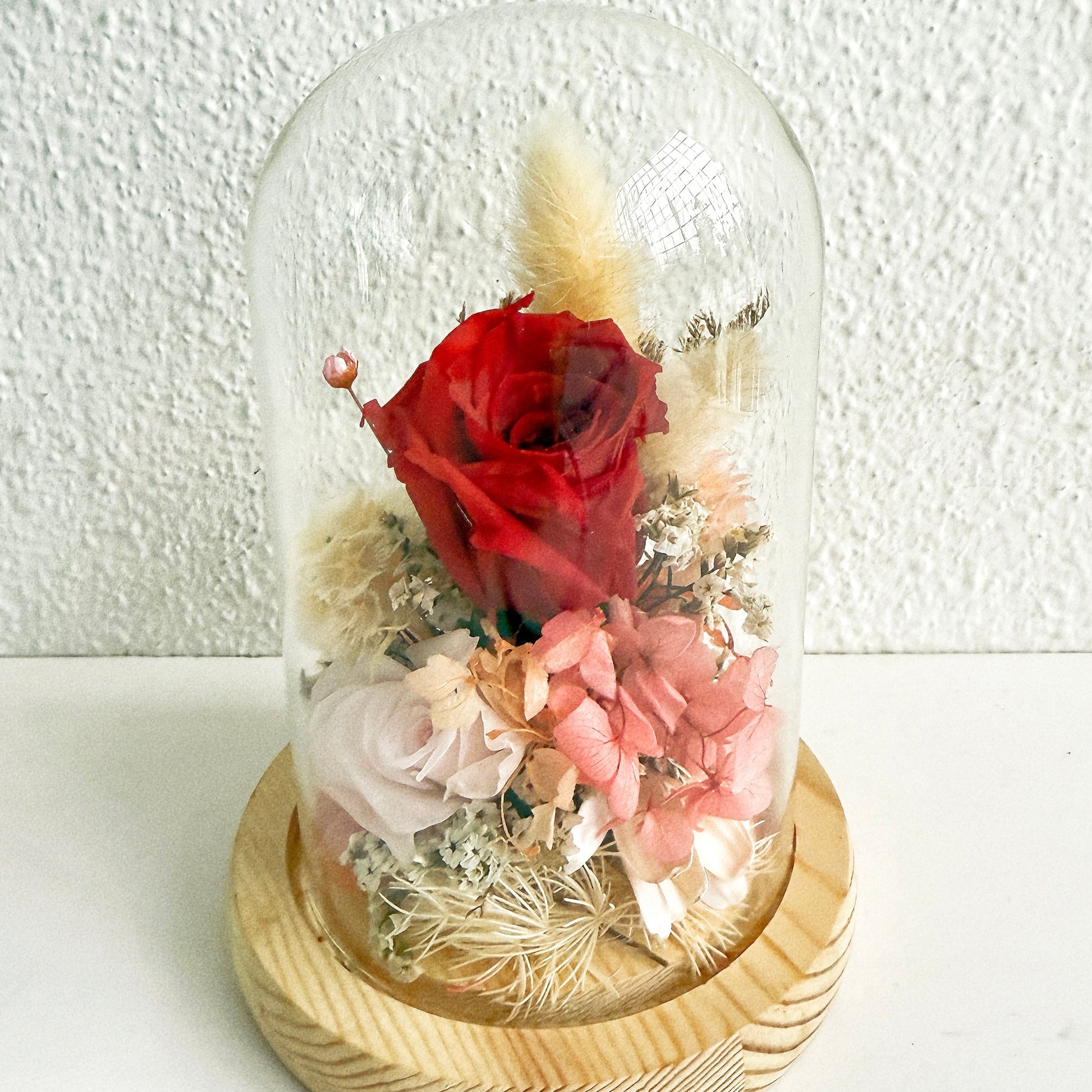 Everlasting Roses in Glass Dome - Blessed Blooms