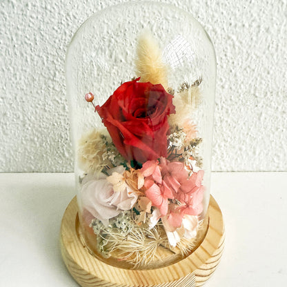 Everlasting Roses in Glass Dome - Blessed Blooms